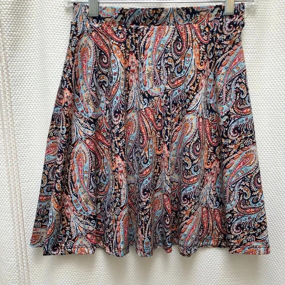 Gilli Dresses & Skirts - Gilli XSP Paisley A-line Skirt Jersey Knit Lined Multicolor Stitch Fix